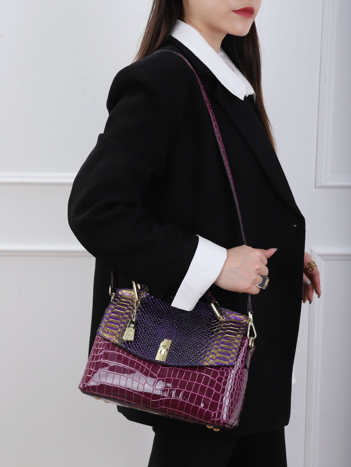 Colorful Crocodile & Snake Pattern Women's Crossbody Handbag