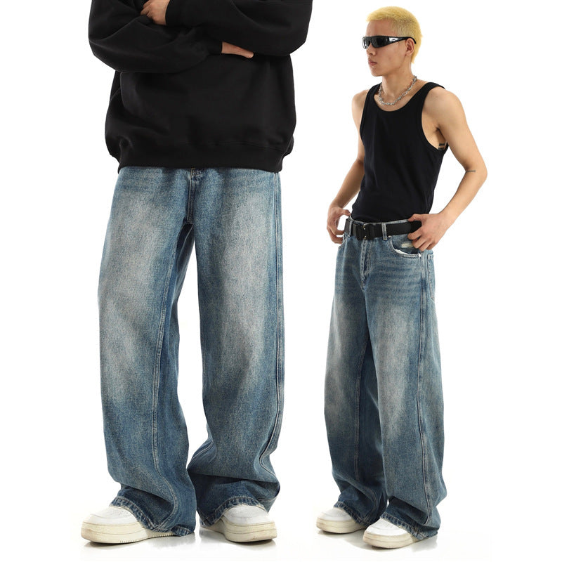American-Style Retro Spring-Summer Skinny Jeans for Men in Blue