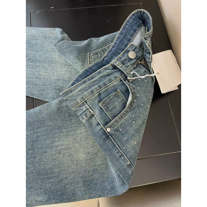Women's Retro Blue High Waist Bootcut Jeans