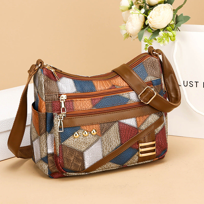 Sac à bandoulière double couche en PU grande capacité