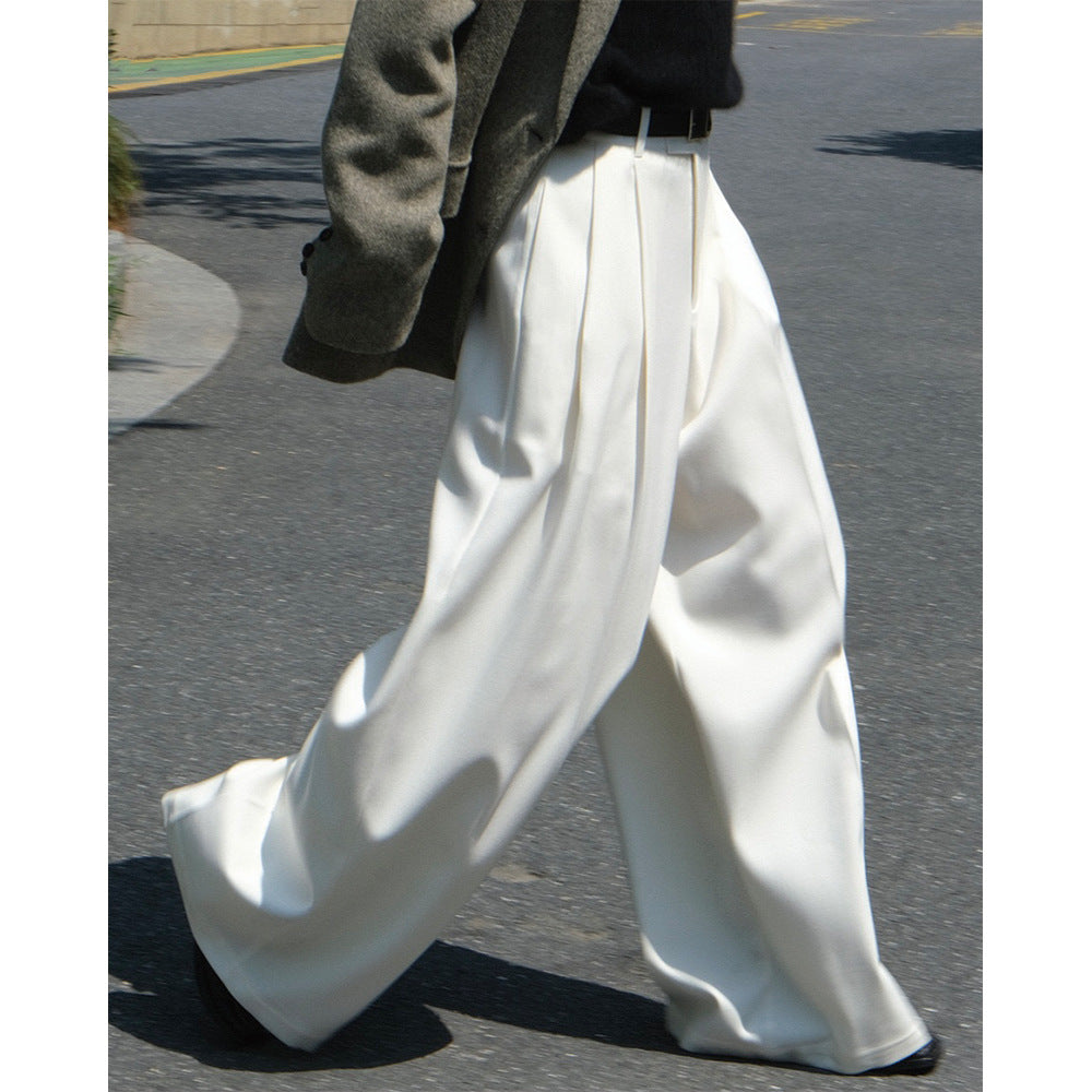 Casual High Waist Wide Leg Pleated Loose Pants for Women