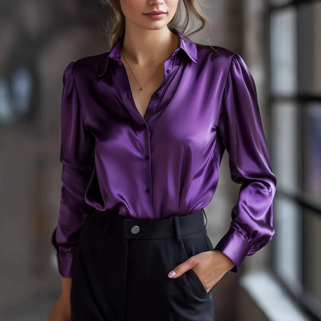 Chemise décontractée en polyester à coupe ample pour femme