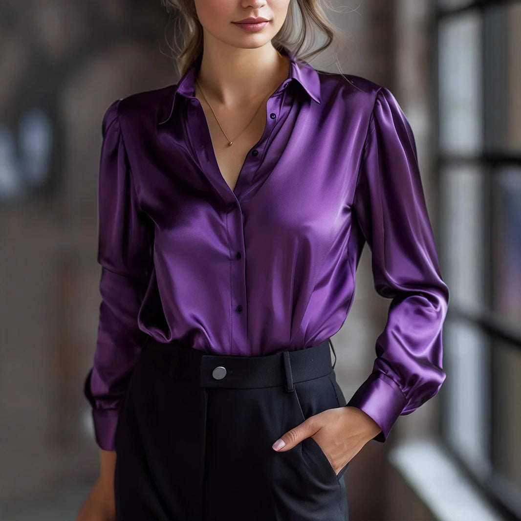 Chemise décontractée en polyester à coupe ample pour femme