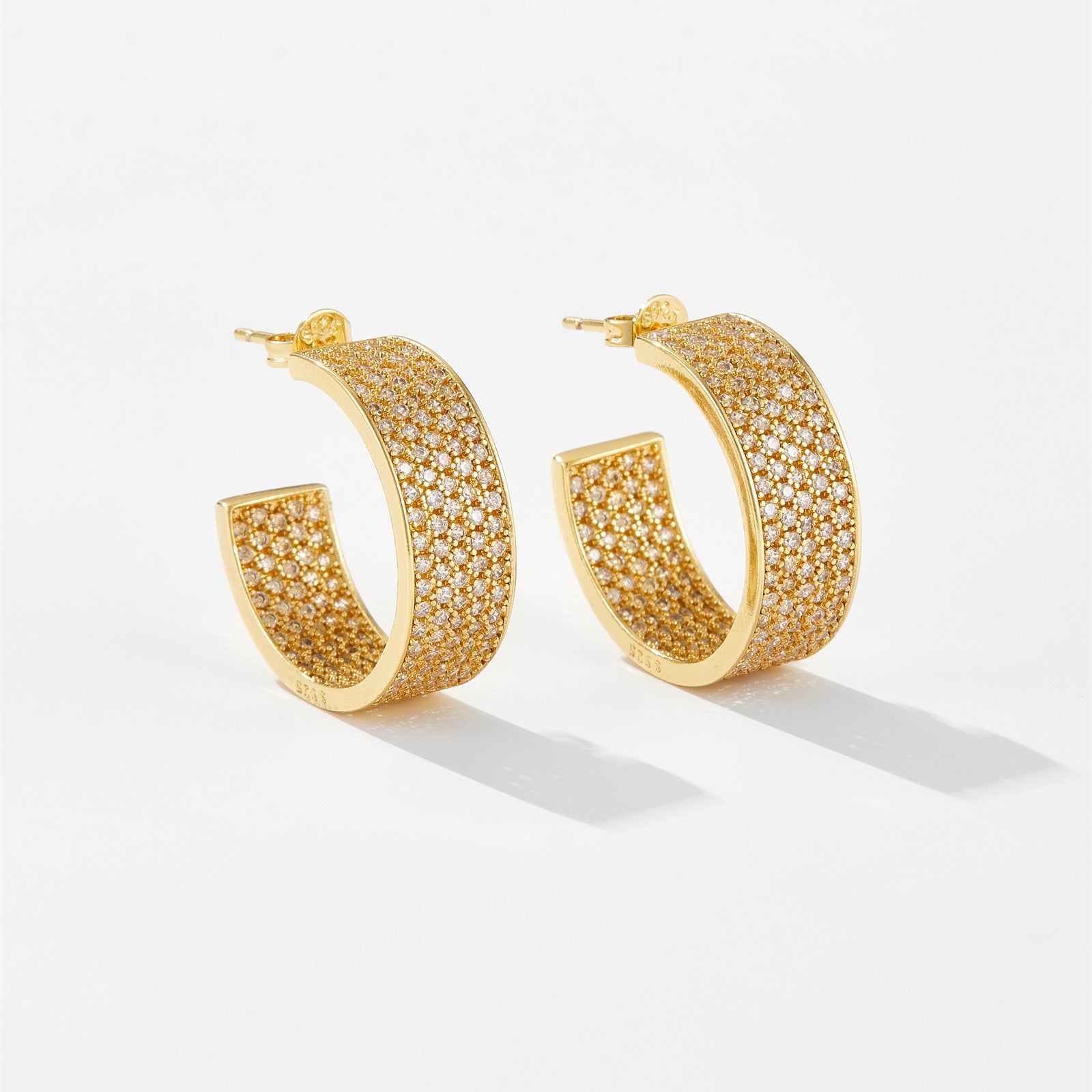 Men's Hip Hop Full Diamond Earrings with Platinum & 18K Gold Electroplating