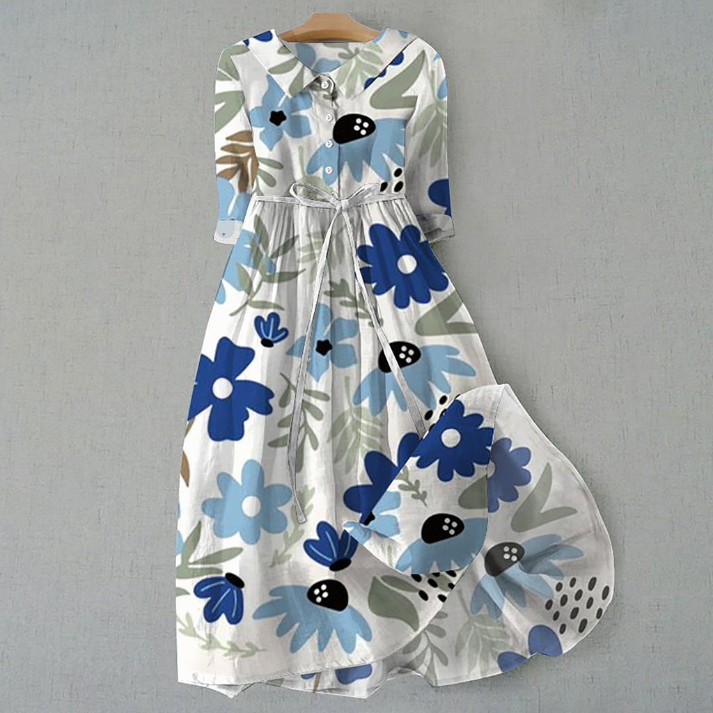 Robe Courte Imprimée Bohème à Manches Courtes pour Femme