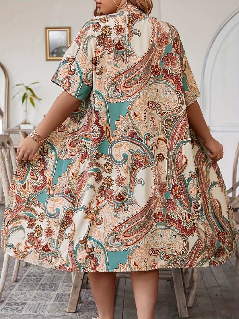 Ensemble deux pièces imprimé floral pour femme en polyester abricot, tailles L-5XL