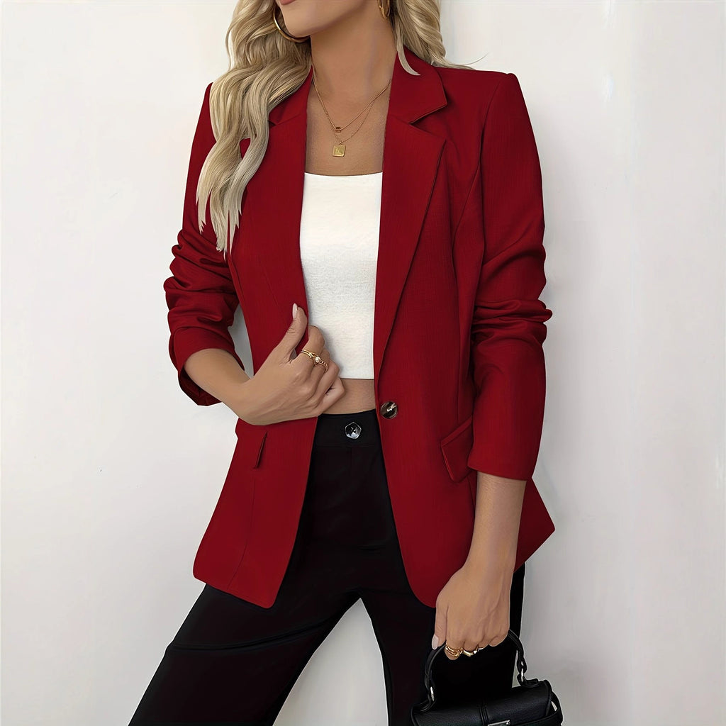 Women's Slim Fit Solid Color Casual Jacket