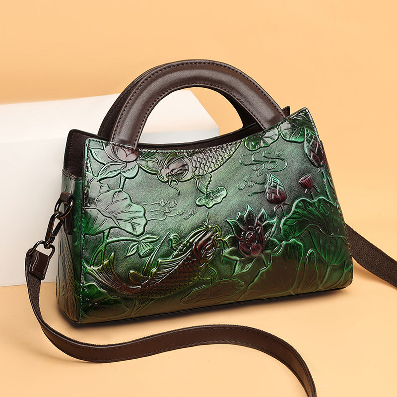 Retro Embossed Large Capacity Crossbody Shoulder Bag