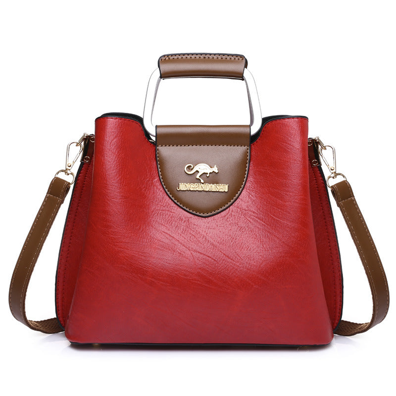 Large Capacity Totes Middle-aged High-grade Soft Leather Shoulder
