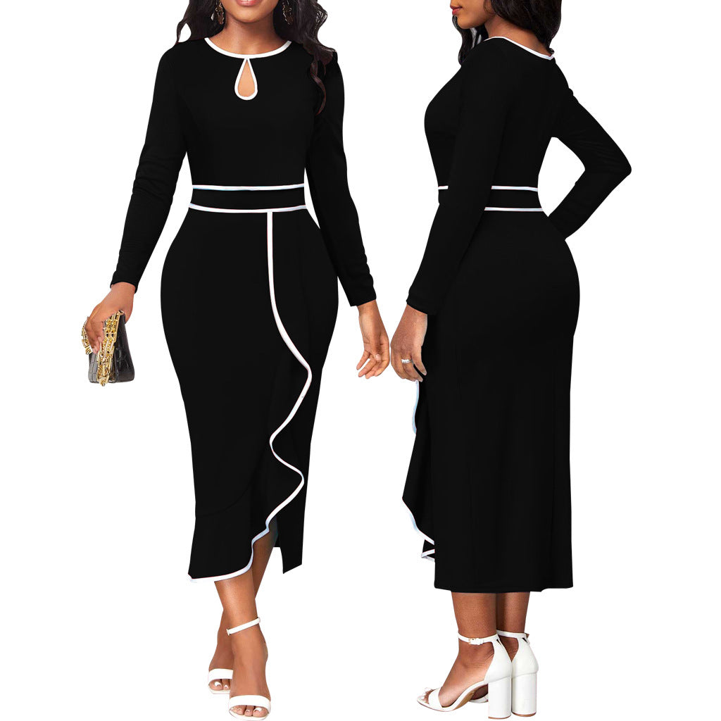 Lotus Leaf Women's Long Sleeve Mid-Length Dress