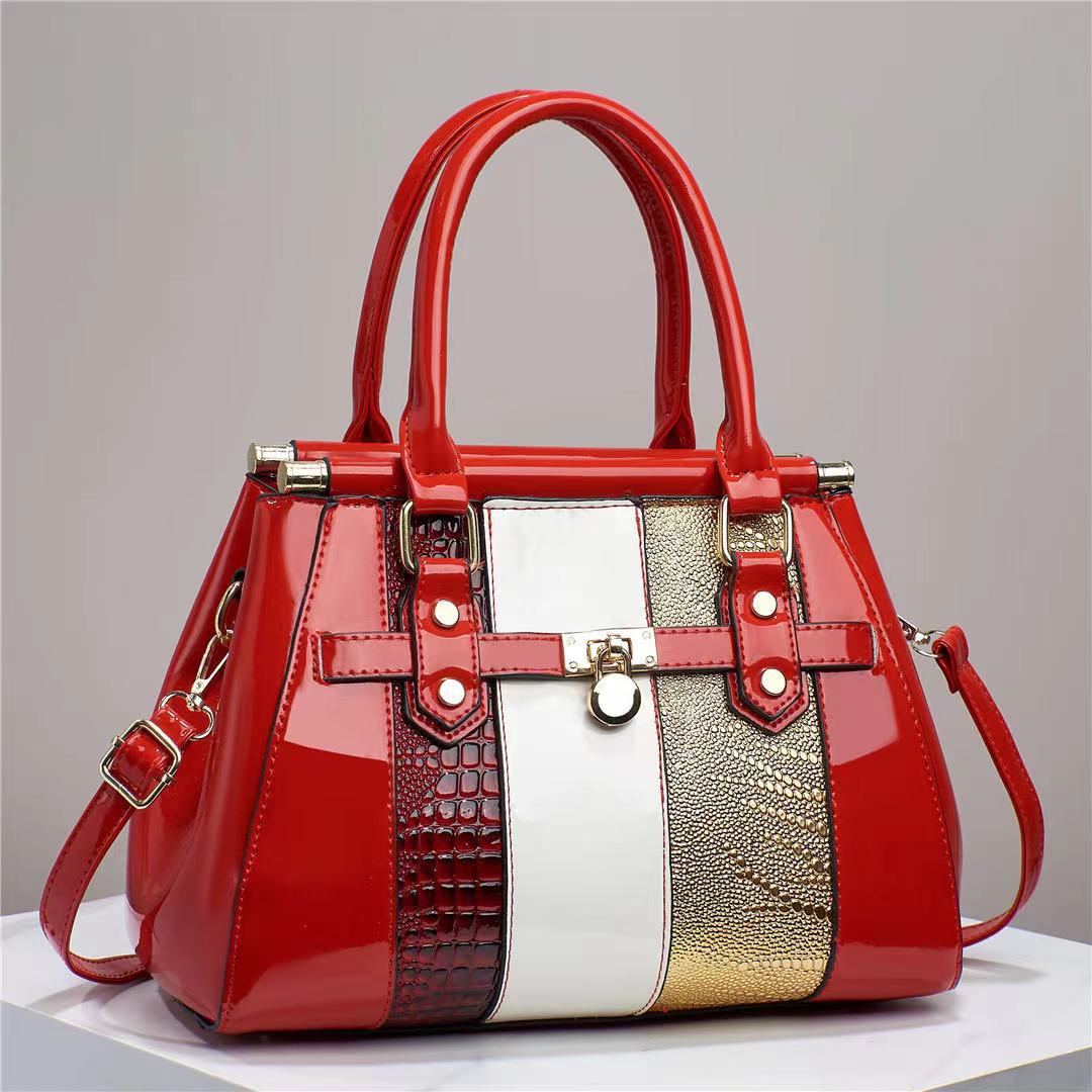 Large Capacity Vertical Stitching Leather Lizard Pattern Shoulder Bag