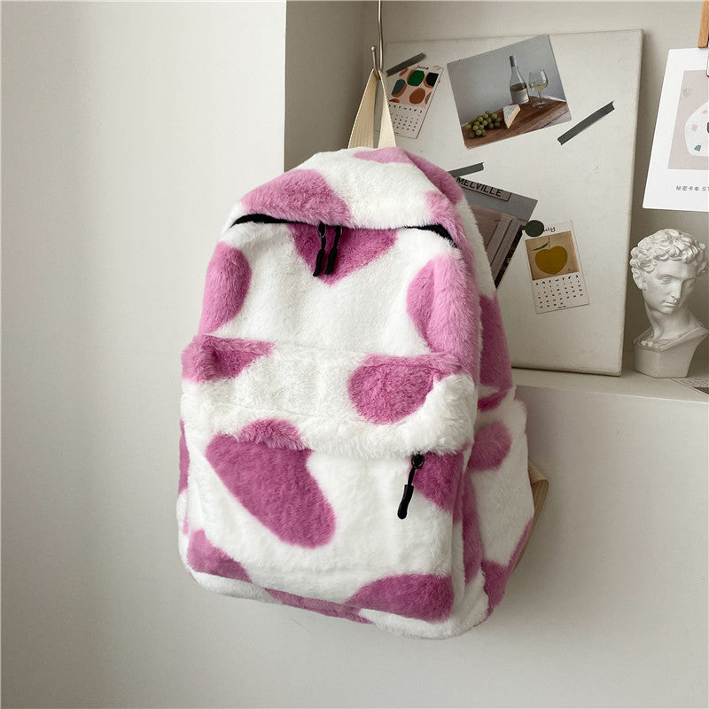 Internet Celebrity Autumn And Winter Furry Scarf Backpack