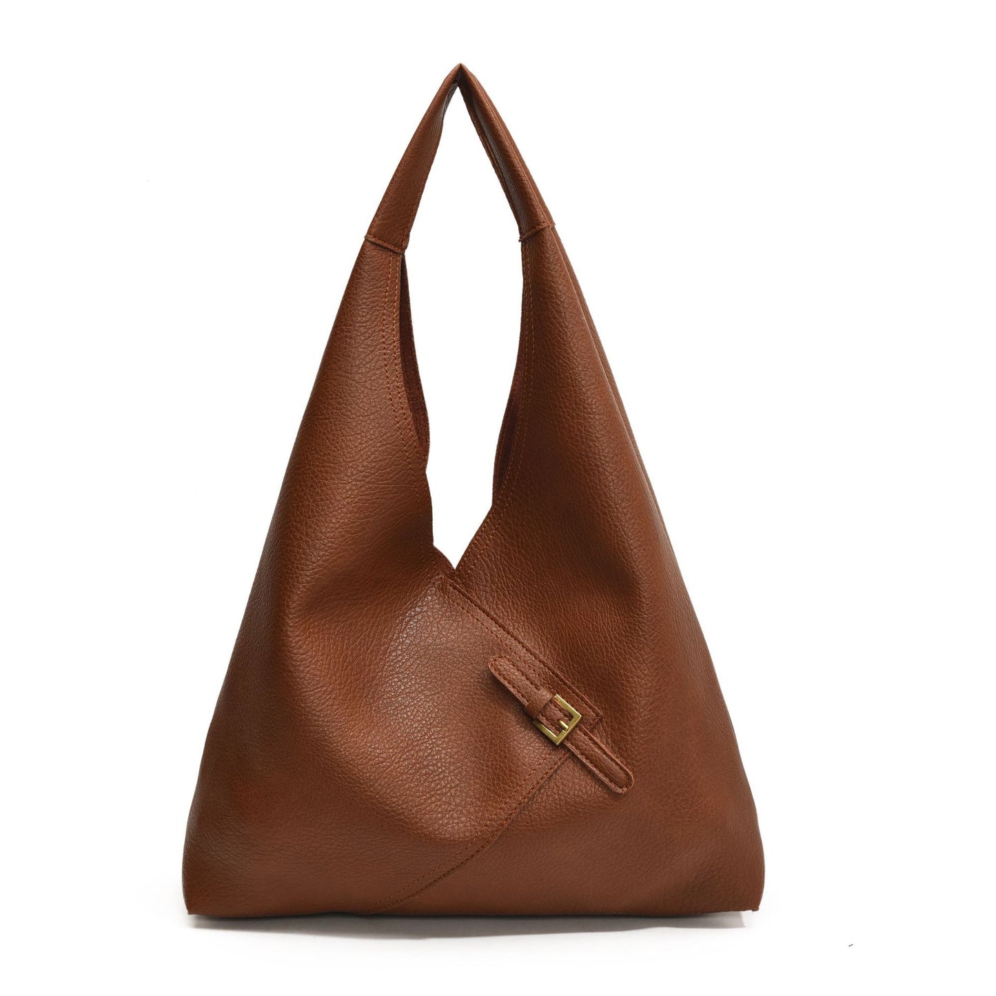 Fashionable Solid Color Soft Leather Underarm Bag Simple Large Capacity