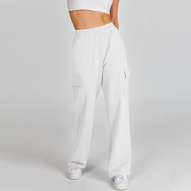 Pantalon de jogging taille haute élastiqué avec poches