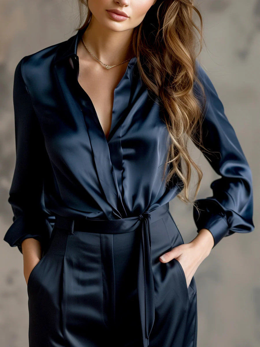 Chemise décontractée en polyester à coupe ample pour femme