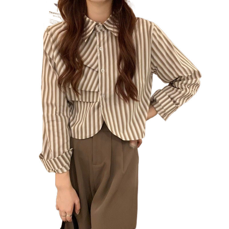 Chemise de Printemps pour Femmes Blanches Françaises à Manches Longues Haut Chic et Tempérament