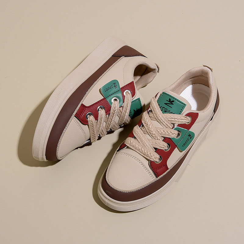 Women's Comfortable White Platform Sneakers