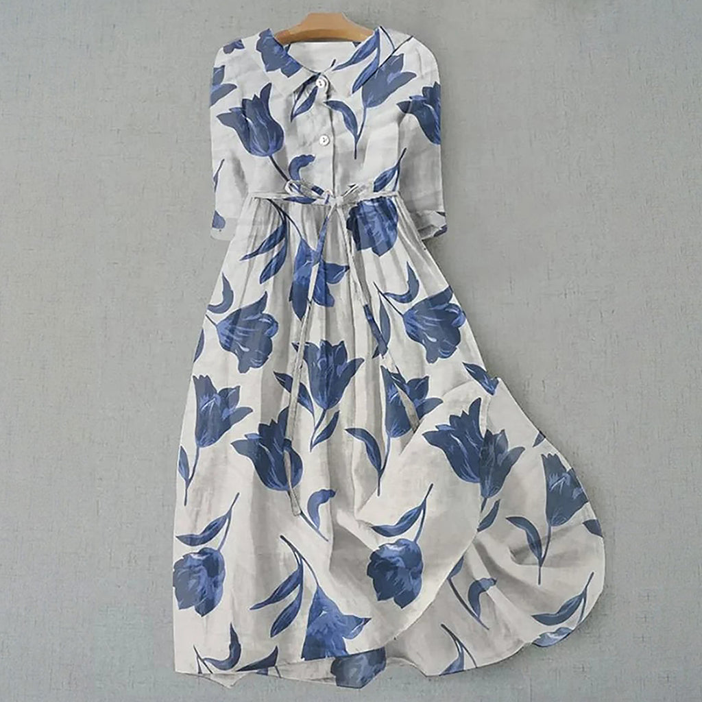 Robe Courte Imprimée Bohème à Manches Courtes pour Femme