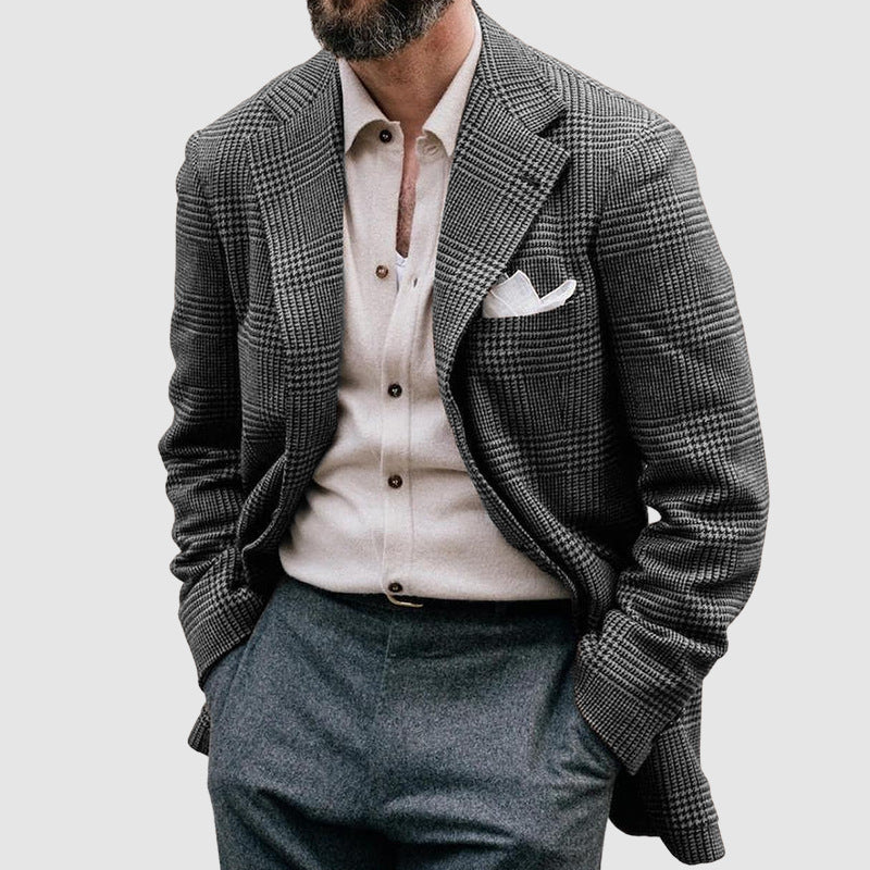 Veste de costume ample pour homme, couleur unie, à double boutonnage