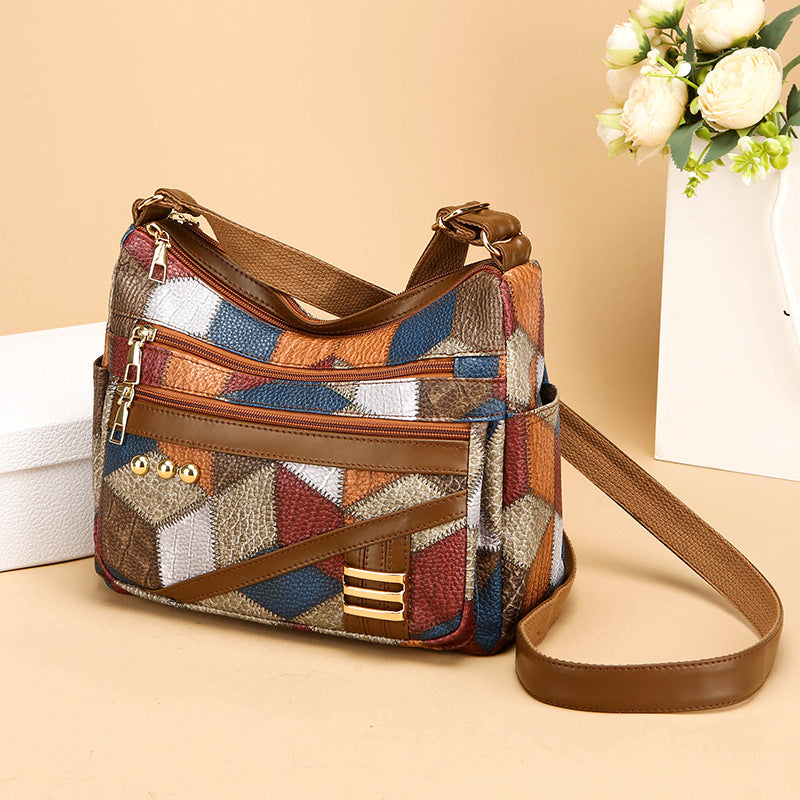 Sac à bandoulière double couche en PU grande capacité