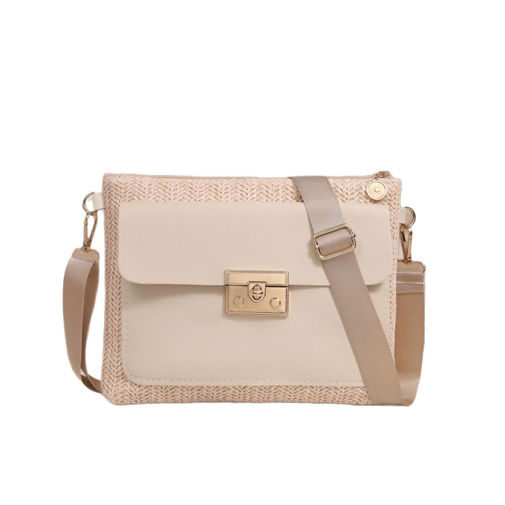 Sac bandoulière en paille couleur unie 22x4x18