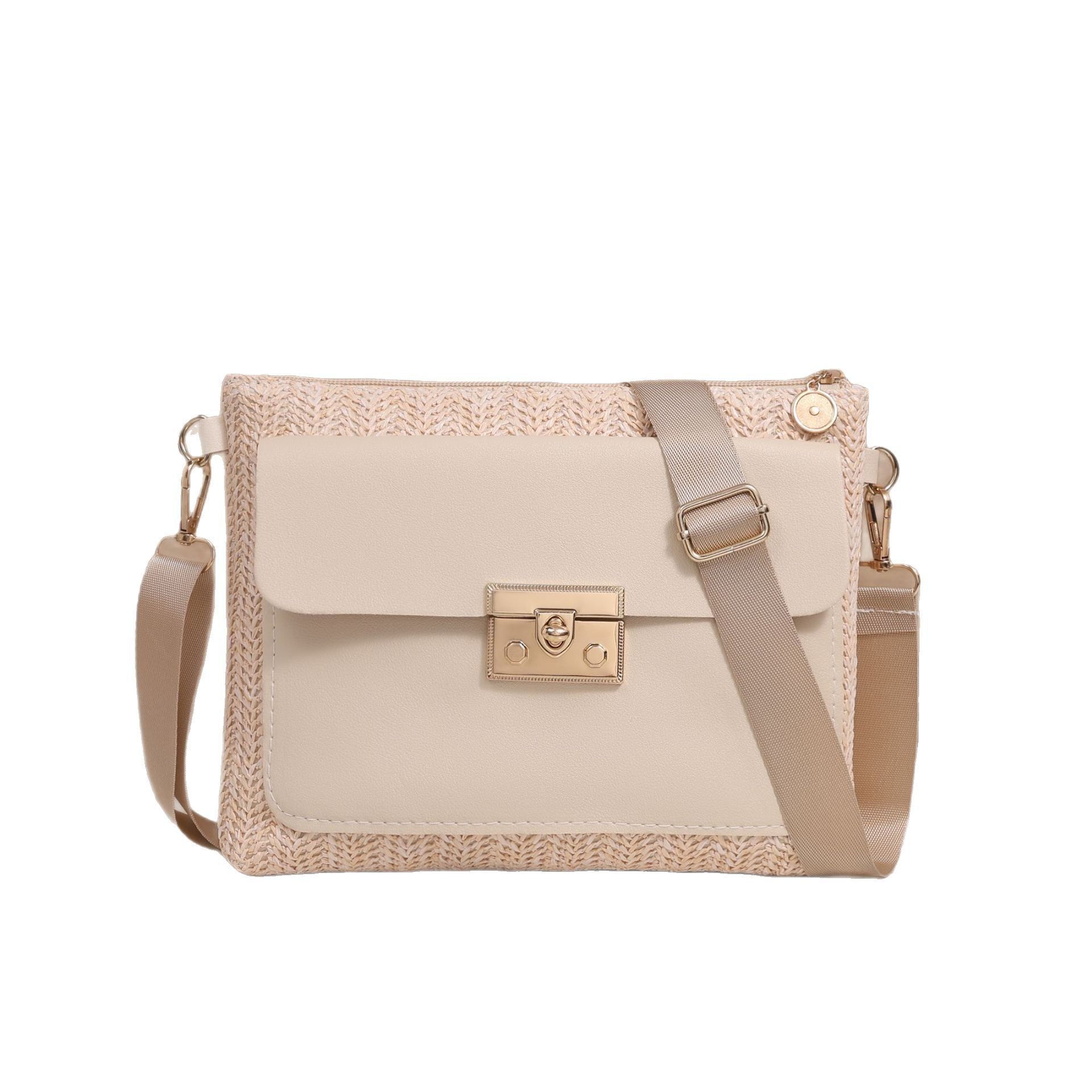 Sac bandoulière en paille couleur unie 22x4x18