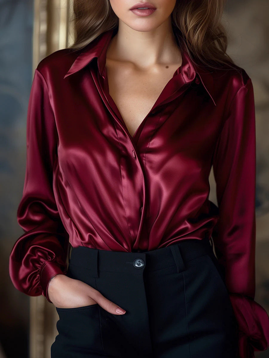 Chemise décontractée en polyester à coupe ample pour femme
