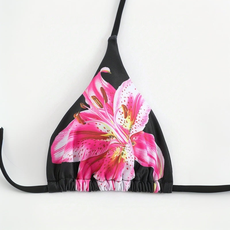 Nouveau maillot de bain imprimé bikini slim ensemble trois pièces jupe portefeuille pour femme