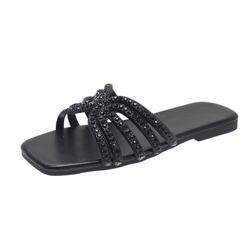 Lightweight Solid Color Rhinestone Ladies' Sandals