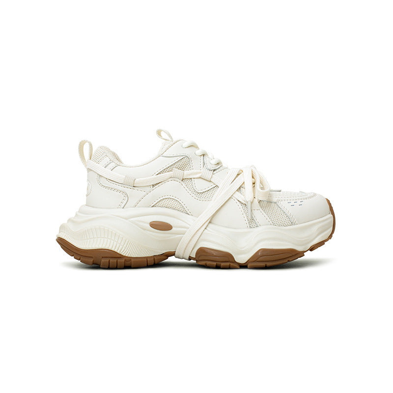 Women's Milky White Light Running Sneakers Spring Platform Dad Shoes