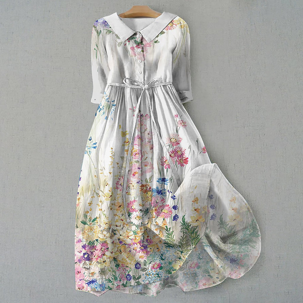 Robe Courte Imprimée Bohème à Manches Courtes pour Femme