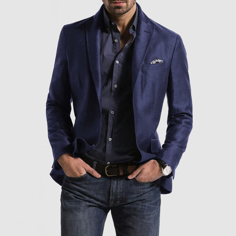 Veste de costume ample pour homme, couleur unie, à double boutonnage
