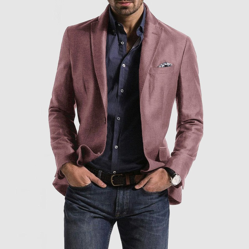 Veste de costume ample pour homme, couleur unie, à double boutonnage