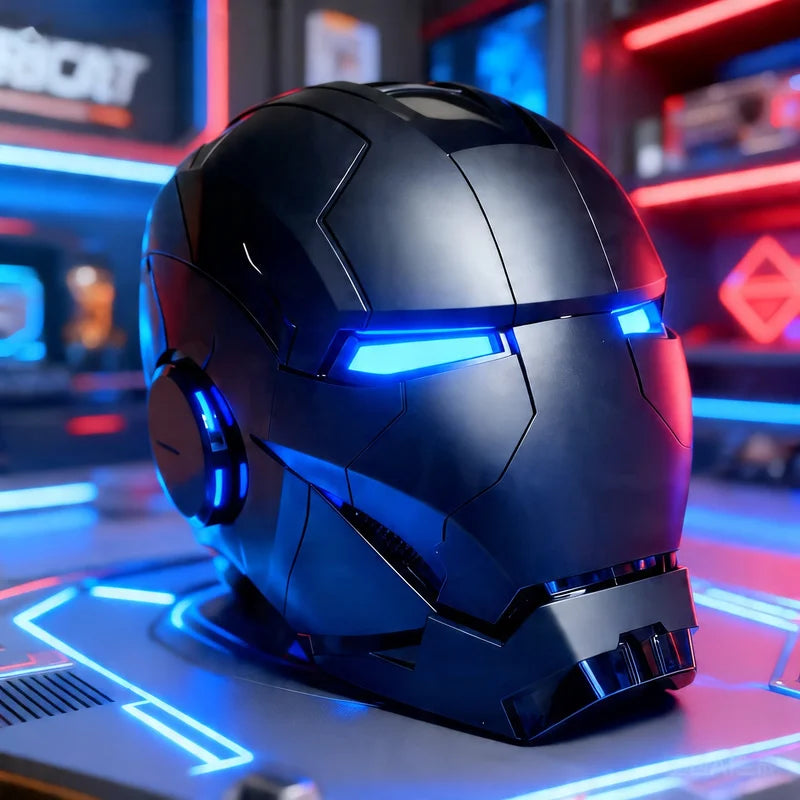 Iron Man MK5 Helmet, Voice-Activated, Light-Up Eyes, Wearable Metal Cosplay Mask