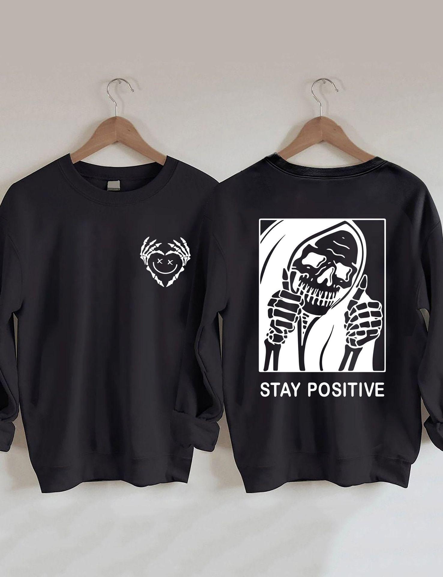 Pull Femme en Coton à Imprimé Cœur et Tête de Mort Mignon