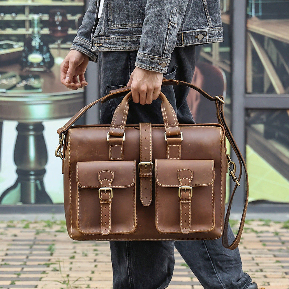 Sac d'affaires de voyage en cuir véritable
