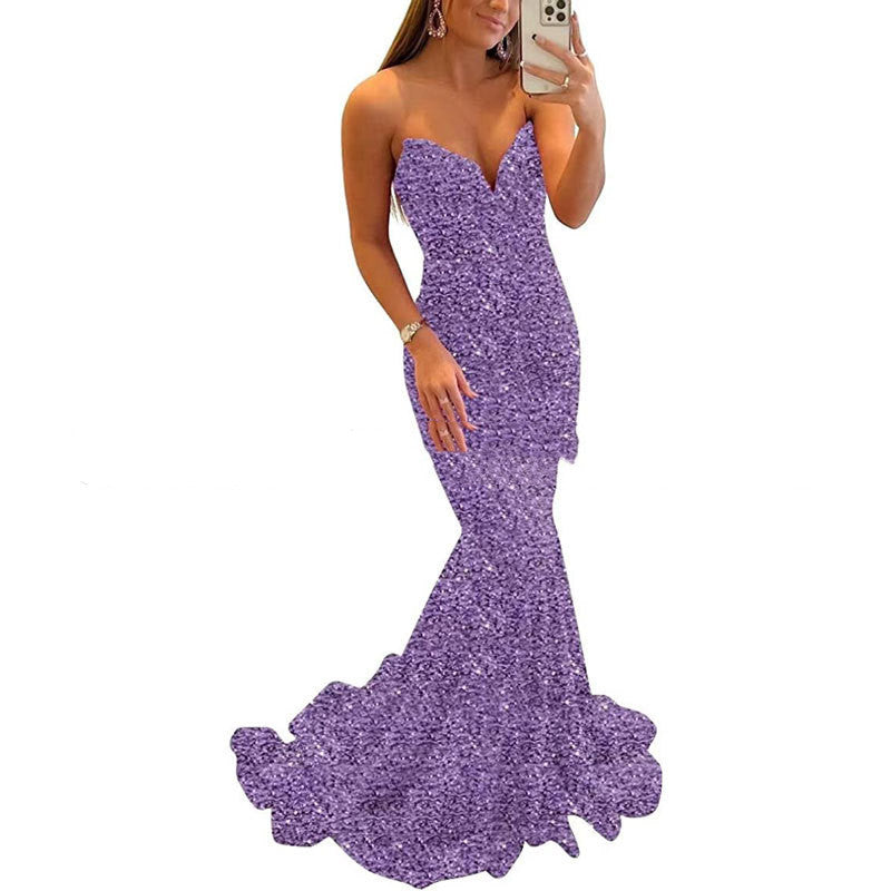 Sequin Long Evening Dresses for Women Formal Prom Party Gowns