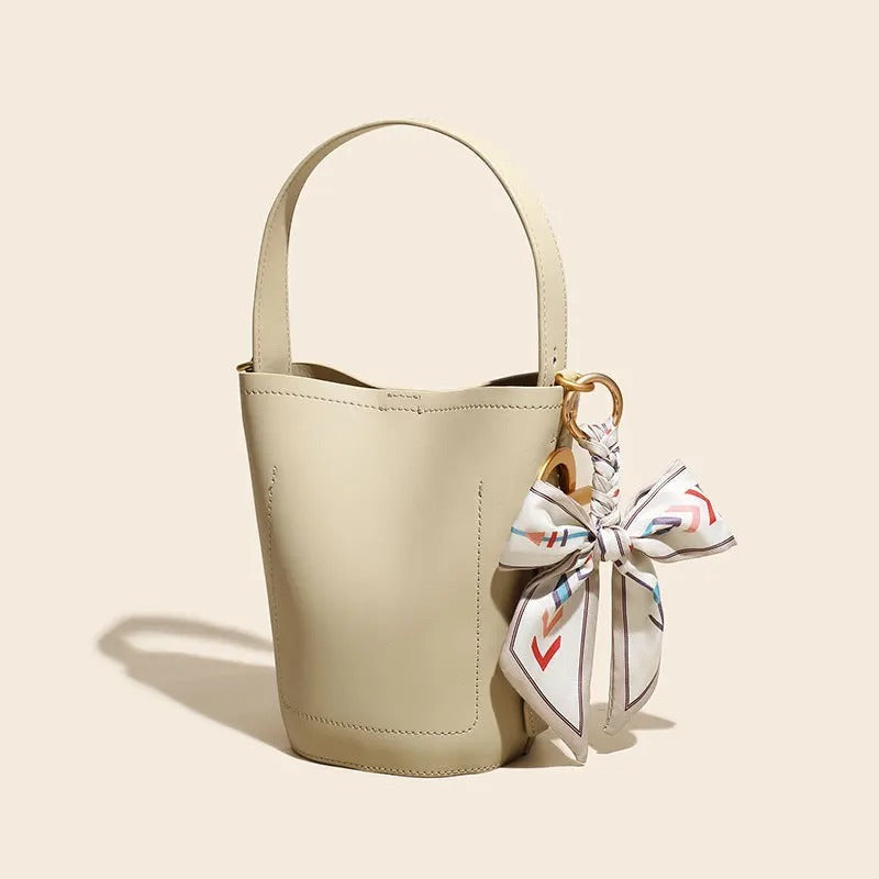 Genuine Leather Women's Portable One-Shoulder Crossbody Bucket Bag
