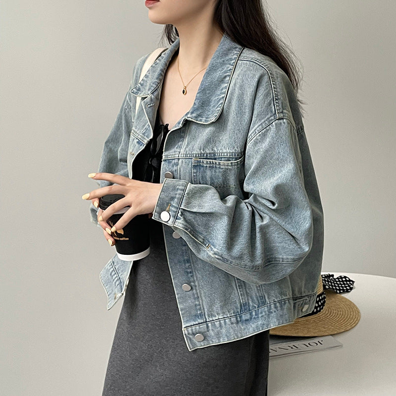 Loose-Washed Blue Denim Jacket in M/L Sizes