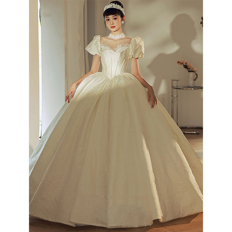 Vintage French Satin Bridal Wedding Dress