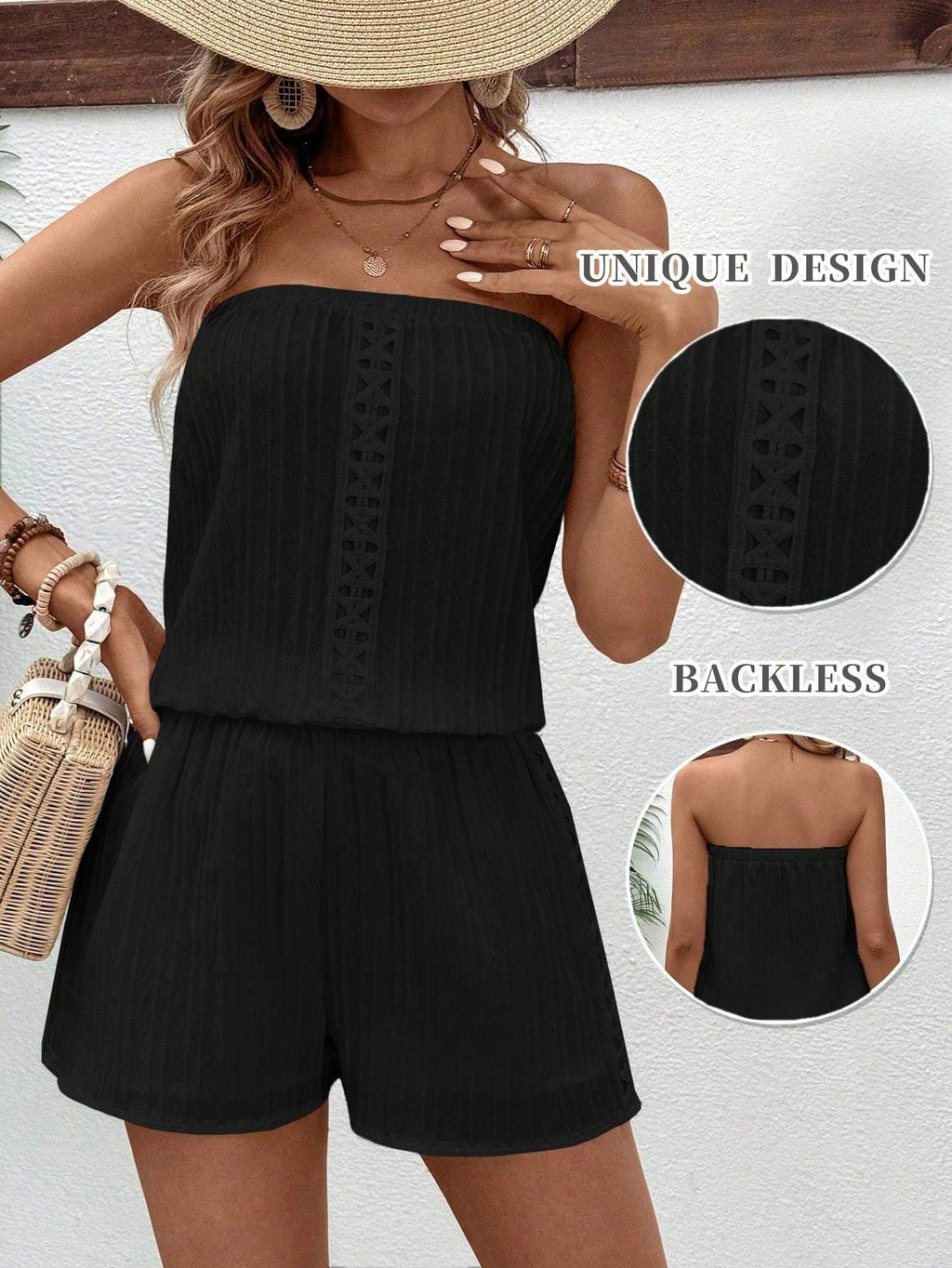 Ensemble 2 pièces décontracté abricot avec haut bustier et short à cordon de serrage