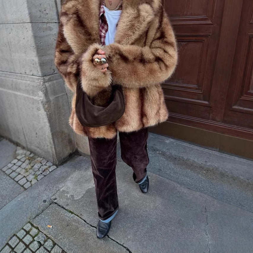 Manteau en fourrure chaud grande taille pour femme