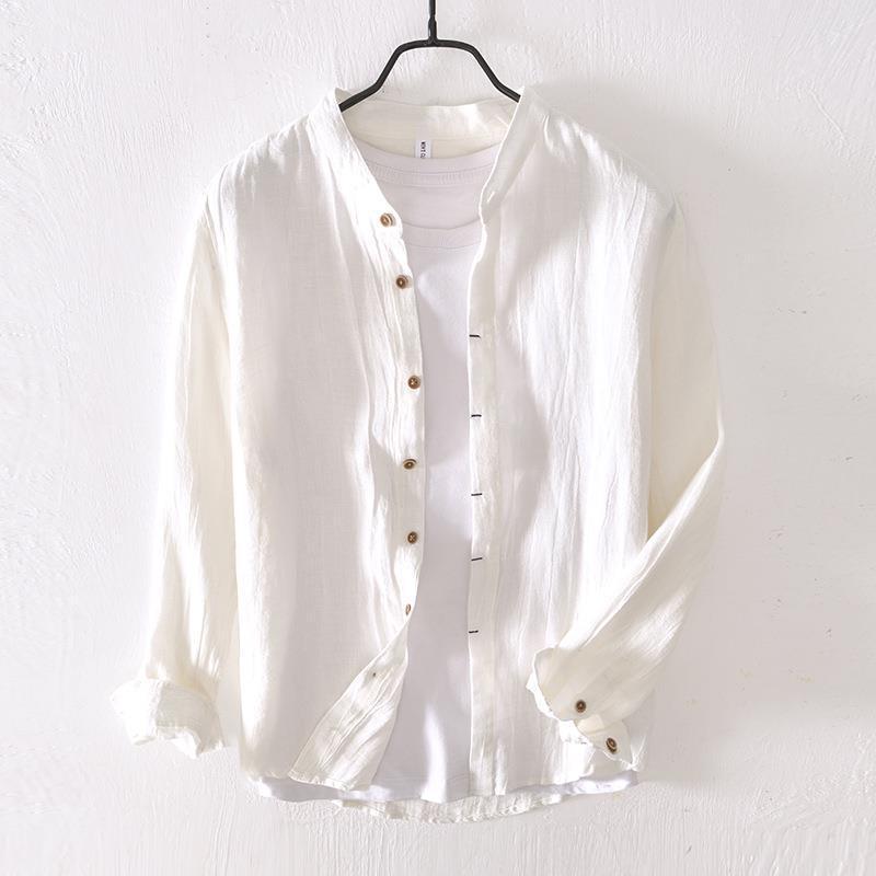 Chemise de Loisirs Unie à Manches Longues en Lin