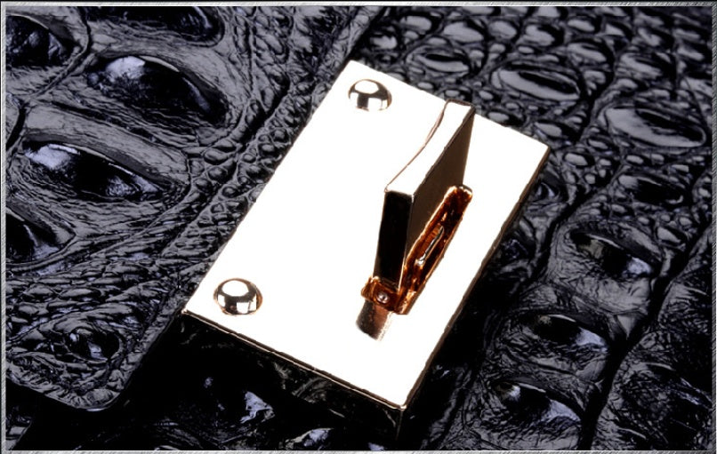 Personalized Leather Small Square Bag with Crocodile Pattern 21x16x7cm