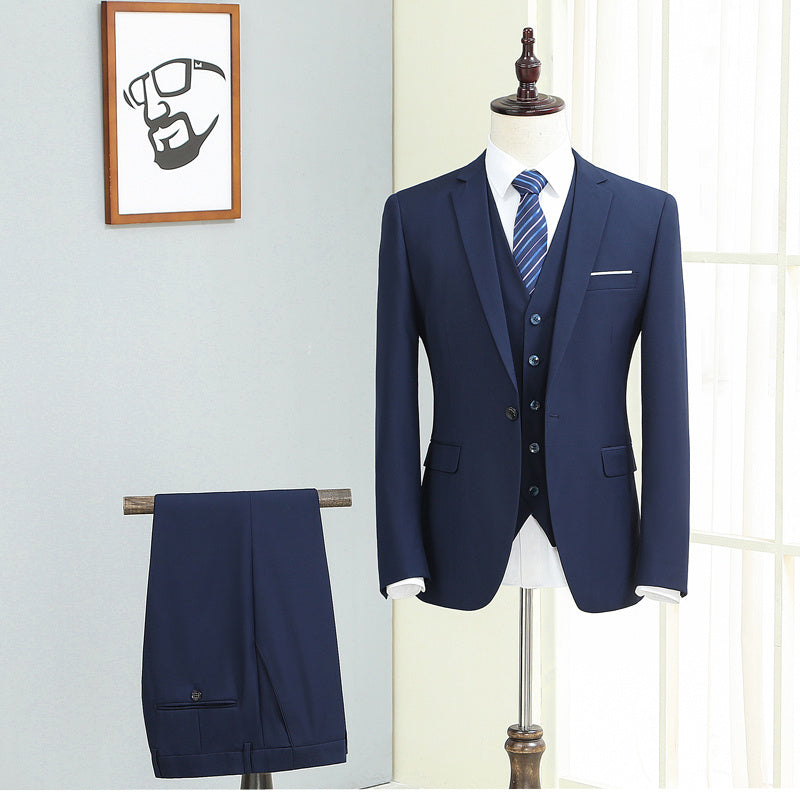 Slim Fit Three-Piece Autumn Casual Suit Polyester Blend