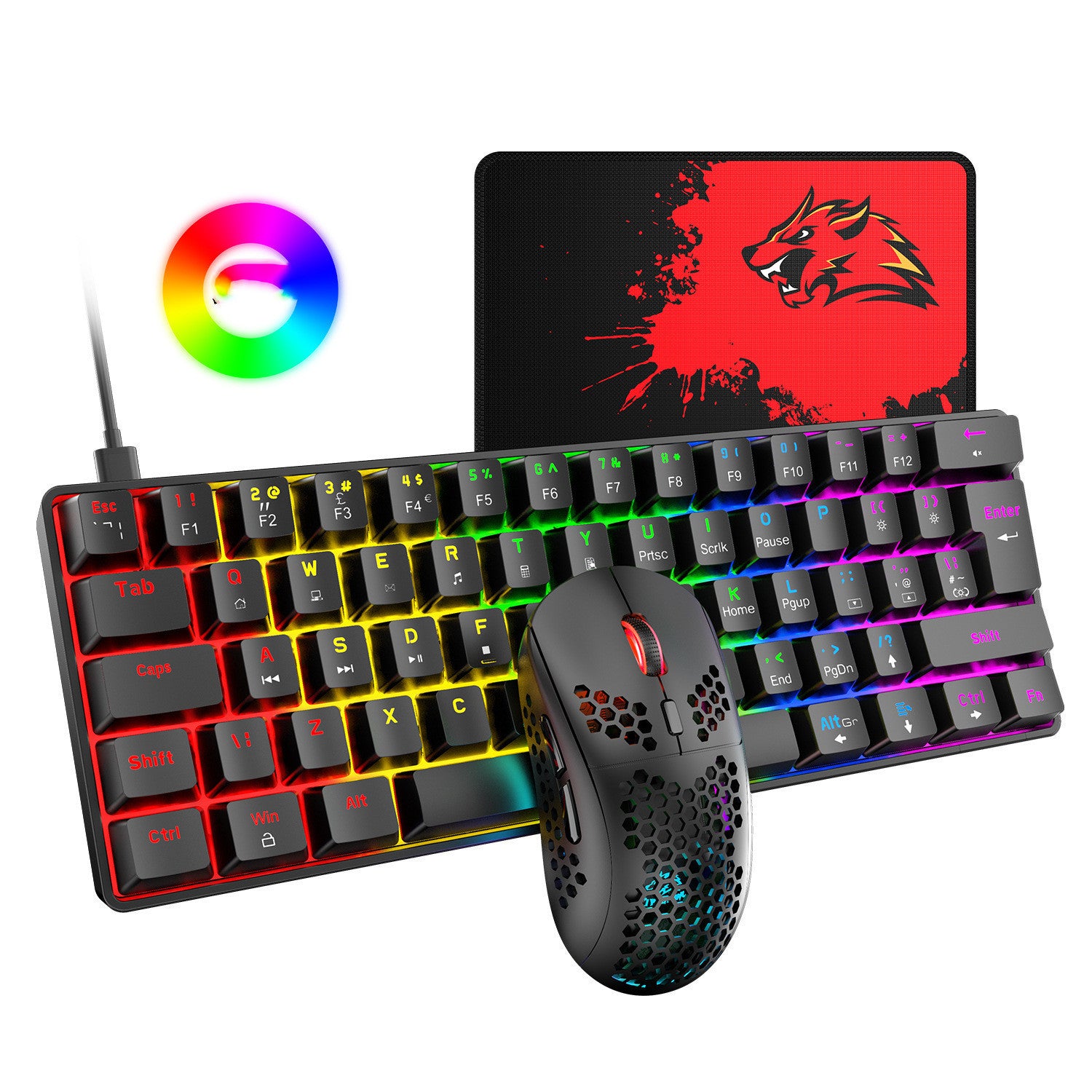 Ensemble clavier et souris filaire de jeu RVB pour tablette et ordinateur portable