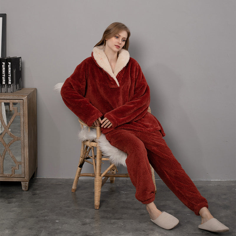 Ensemble de pyjama en flanelle polaire de corail épaissie pour couples