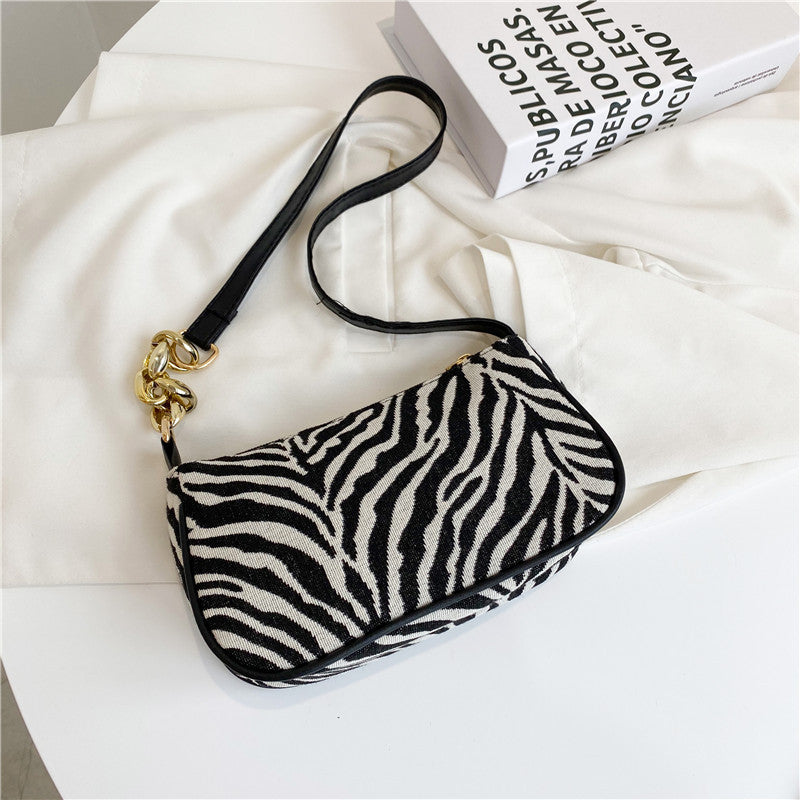 Zebra Pattern Canvas Bag Women's Underarm Bag