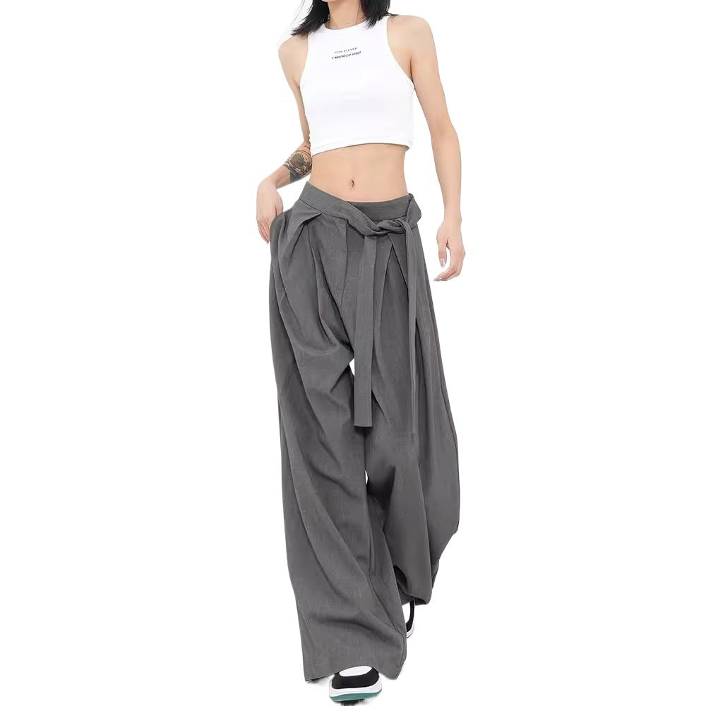 Fashion Women's Casual Wide Leg Mid Waist Trousers