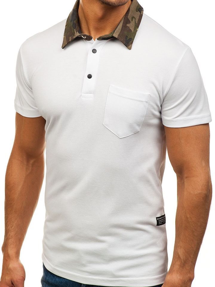 Men's Slim Fit Solid Color Camouflage Polo Short Sleeve Shirt